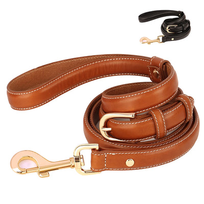 Classic Soft Leather Dog Leash adjustable