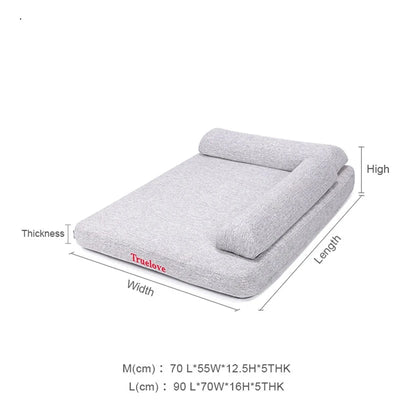 Deluxe Back Protection Memory Foam Soft Comfortable Linen Pet Bed