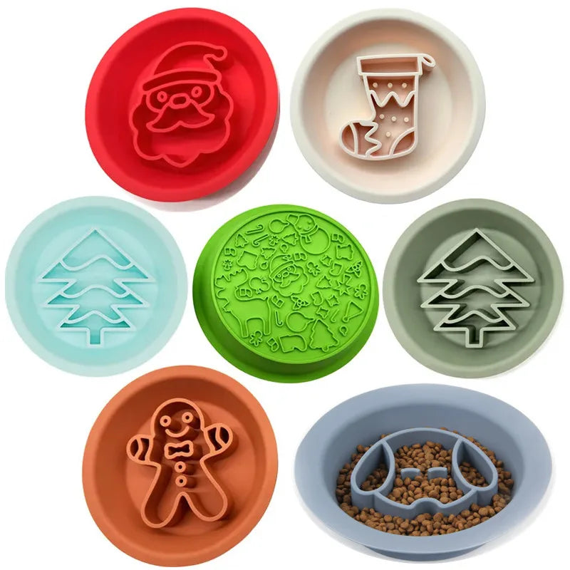 Slow Feeder Christmas Collection Pet 2 in 1 Silicone Slow Feeder Bowl