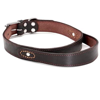 Super Control  Leather Dog Collar Durable Short Handle