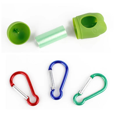 Dog Poop Bags Paw Dispenser with Carabiner Clip Set