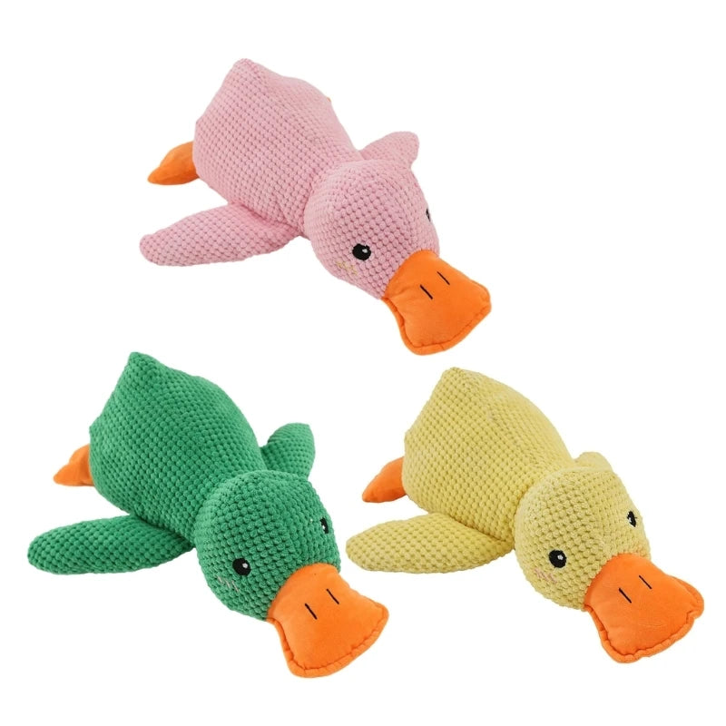 Furry Duck Dog Chewing Toy Safe Toy with Rattle Sound Plush Duck