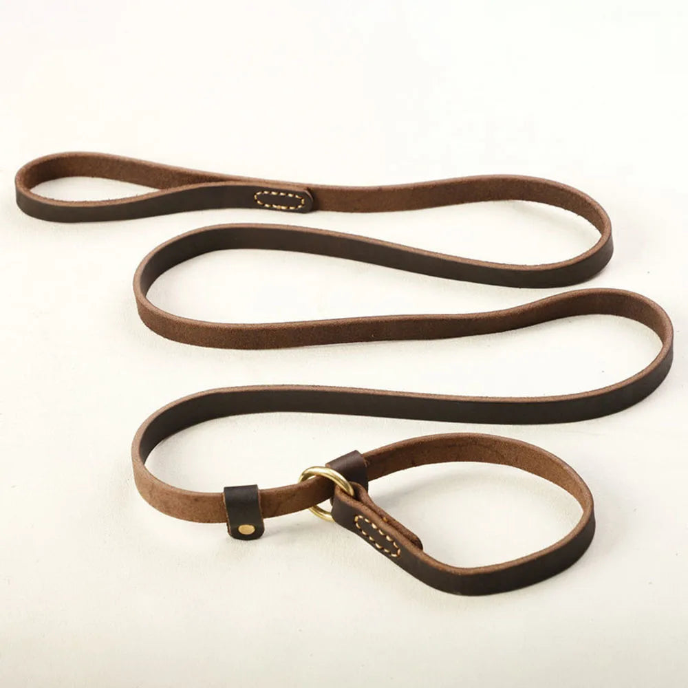 Collier et laisse en cuir de luxe pour chien, une pièce, réglable, pour grands chiens