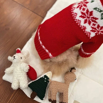 Cozy Christmas Maple Leaf  Knitwear  Dog Sweater