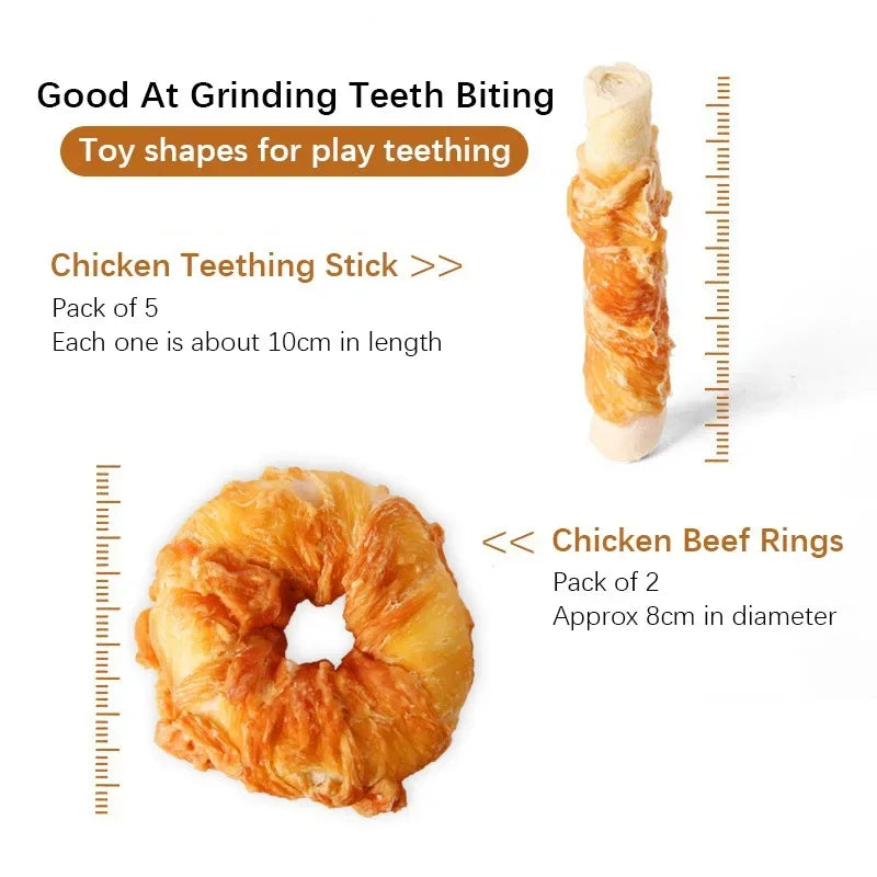 Dog Snacks 2 Pcs Chicken Cowhide Rings