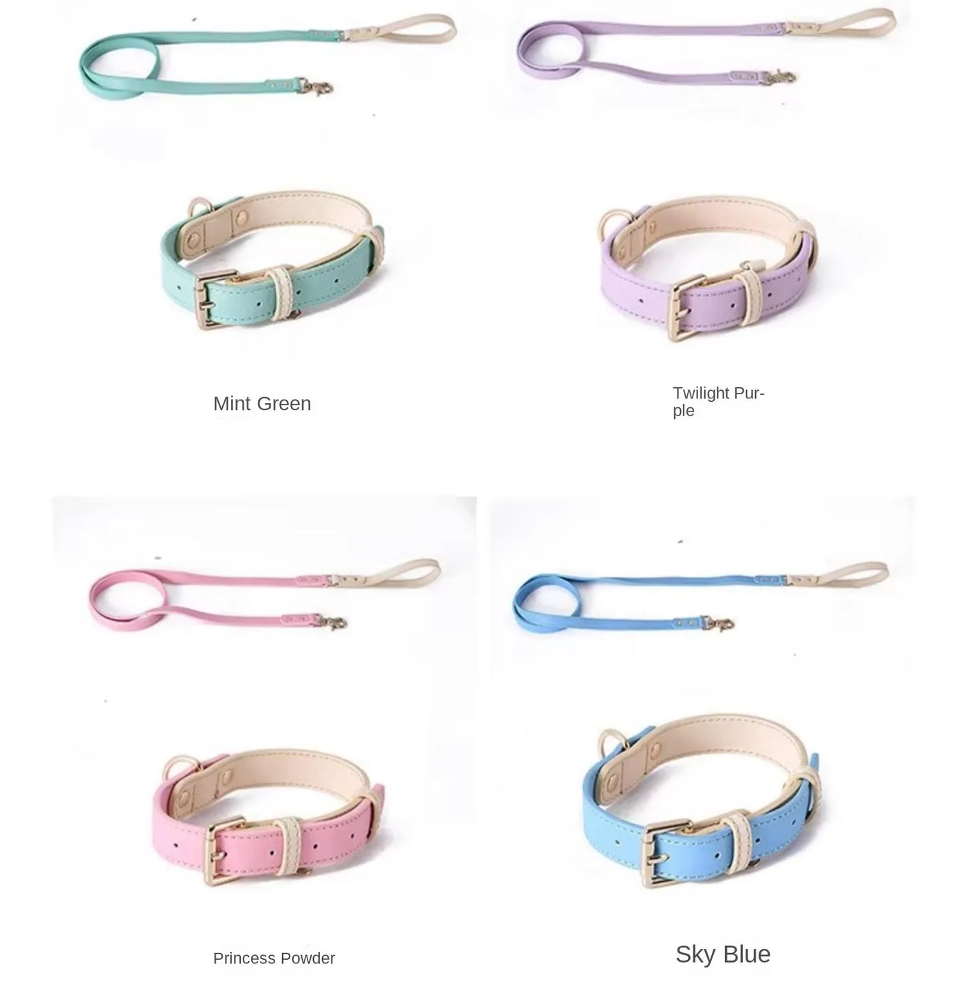 Candy collection Leather Pet Collar & Leash Set