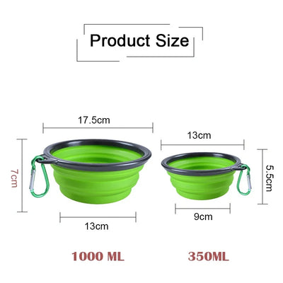 Folding Portable Silicone Dog Feeder Bowl with Carabiner