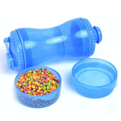 2IN1 Outdoor Tragbare Haustier Wasserflasche Training Lebensmittel Lagerung Flasche