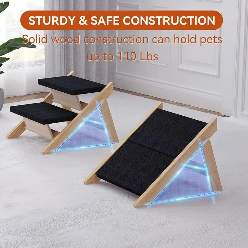 Foldable Pet Stairs 2 In 1 Wooden