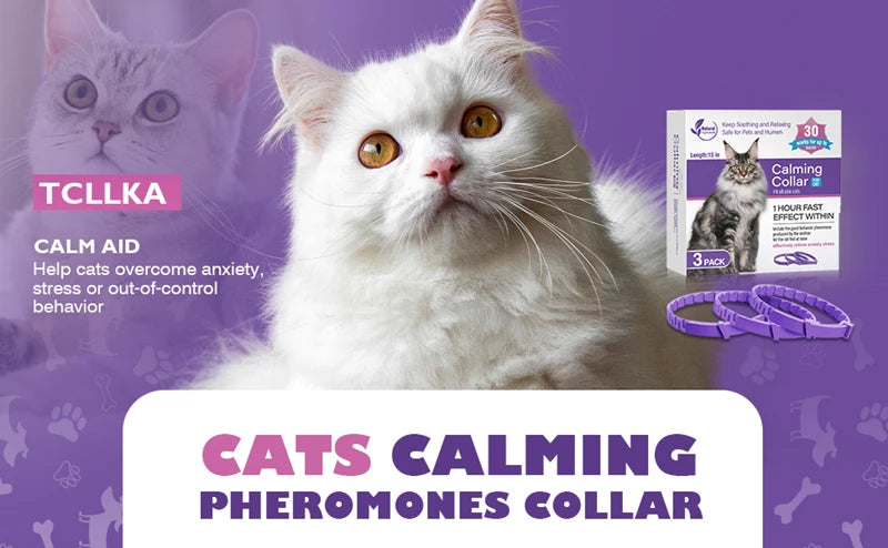 Calming Collar Cat And Dog Relieve Anxiety Protection Retractable Collars