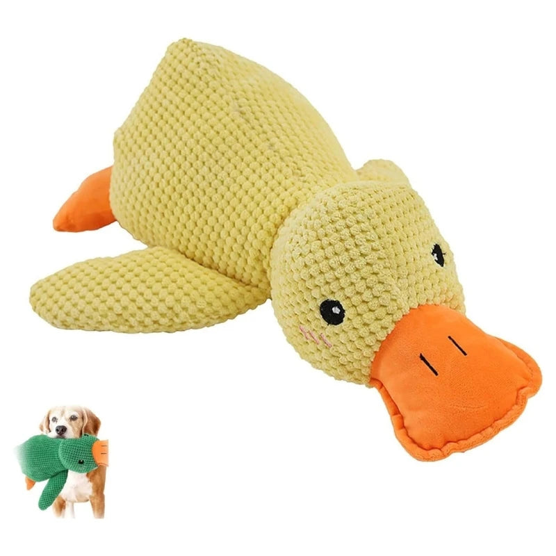 Jouet à mâcher pour chien en peluche avec canard en fourrure Jouet sûr avec son de hochet Canard en peluche