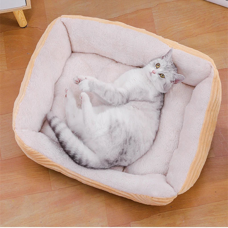 Bed for Dog Cat Pet Soft Square Plush Kennel Animals Accessories