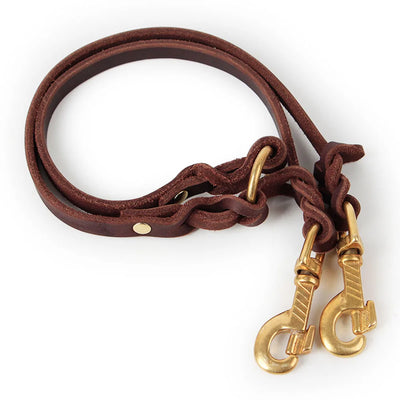 Leather Double Dog Leash Adapter No Tangle Dual Dog Leashes