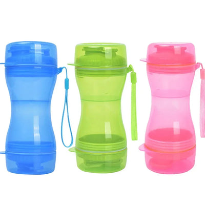 2IN1 Outdoor Tragbare Haustier Wasserflasche Training Lebensmittel Lagerung Flasche