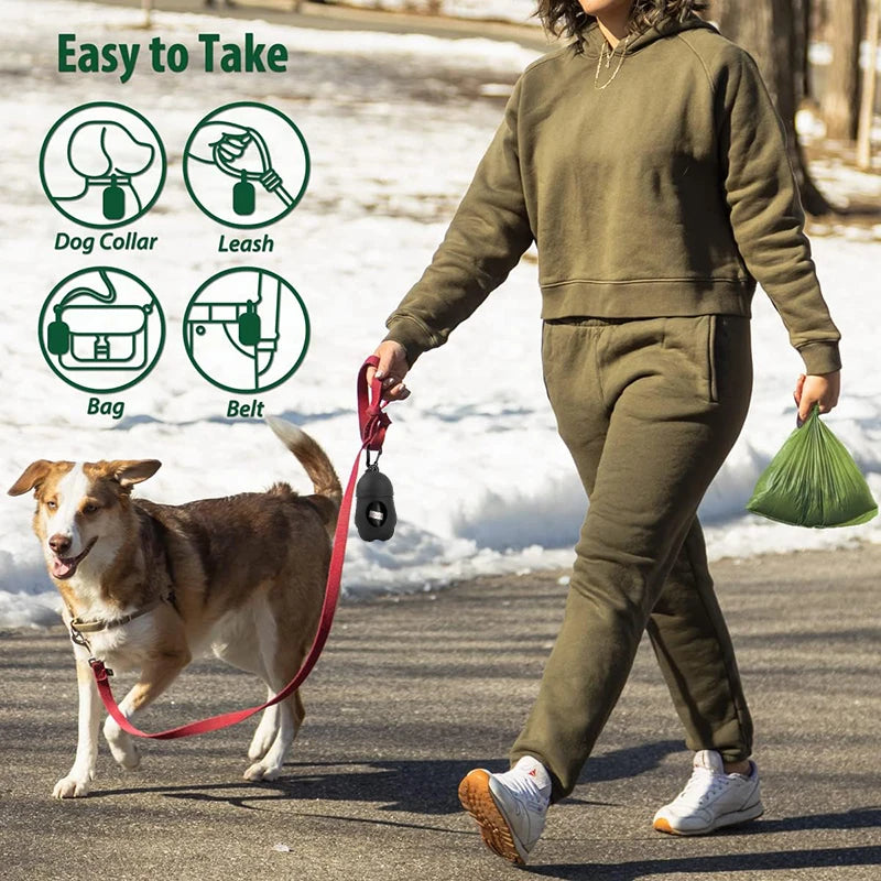 Dog Poop Bags Paw Dispenser with Carabiner Clip Set