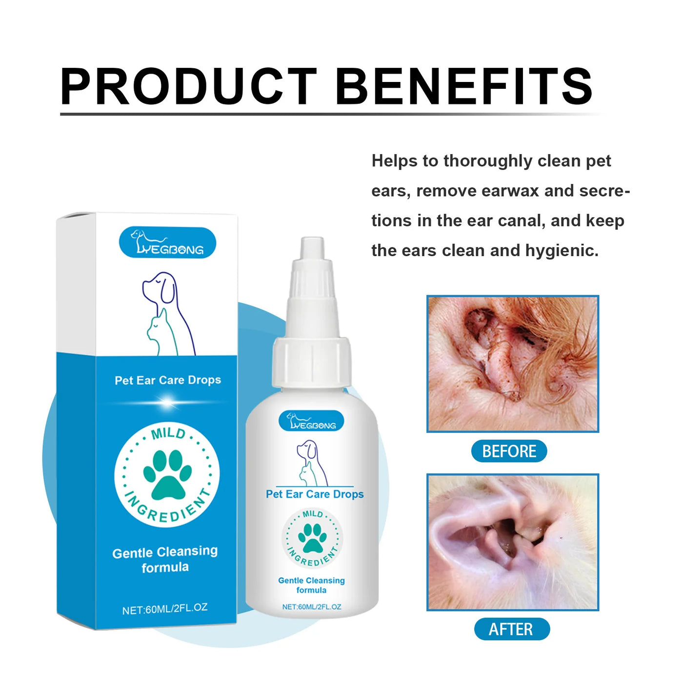 Pet Ear Drop Infection Mite Control Ear Wax Canal Cleaning Solution