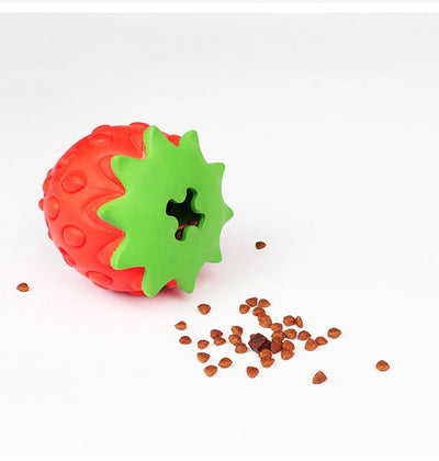 Strawberry Rubber Food Leaking Chew Toy