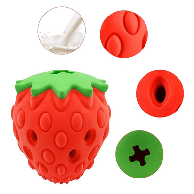 Strawberry Rubber Food Leaking Chew Toy