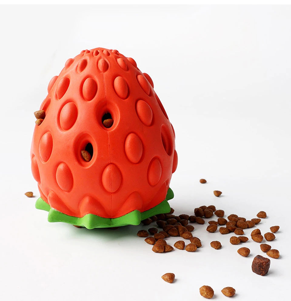 Strawberry Rubber Food Leaking Chew Toy