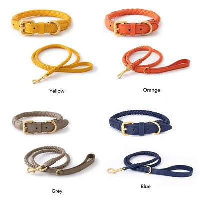 Premium Leather Dog Collar & Leash Set Multi Colors