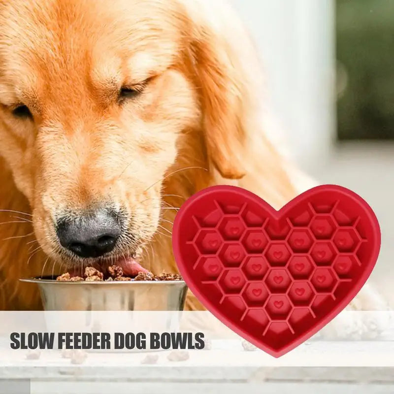 Gamelle en silicone antidérapante pour animal de compagnie Heart Pet Slow Feeder