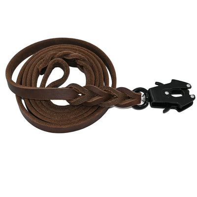 Braided Dog Leash Leather Safety Clip