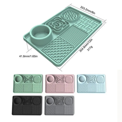 6in1 Slow Feeder Dog Bowls Silicone Licking Mat