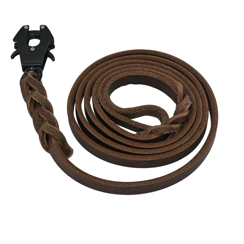 Braided Dog Leash Leather Safety Clip