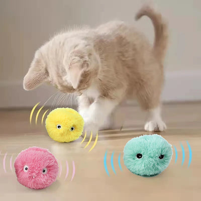 Balle interactive pour chat, jouet intelligent en peluche, entraînement électrique à l'herbe à chat