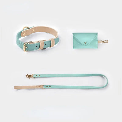 Candy collection Leather Pet Collar & Leash Set