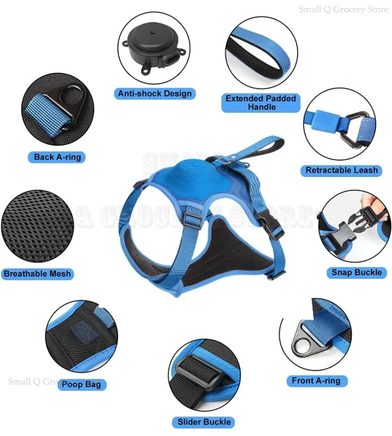 Easy Walk Dog Harnesses with Retractable Dog Leash