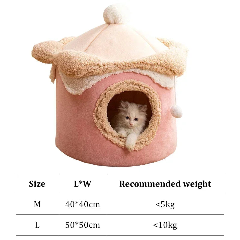 Warm Winter Cat Dog House Deep Sleep Pet Nest Geometric Ice Cream