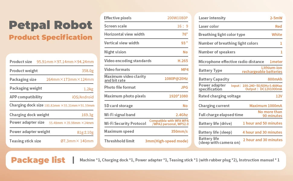 Caméra robot intelligente pour animaux de compagnie 4K avec application