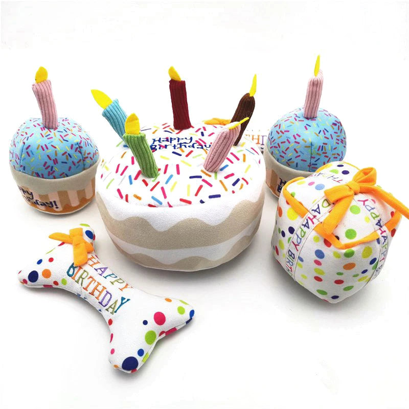 Happy Birthday Cake Squeaky Pet Toys