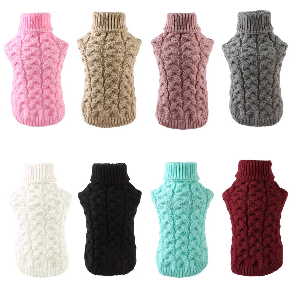 Turtleneck Knitted Dog Sweaters Small Dogs