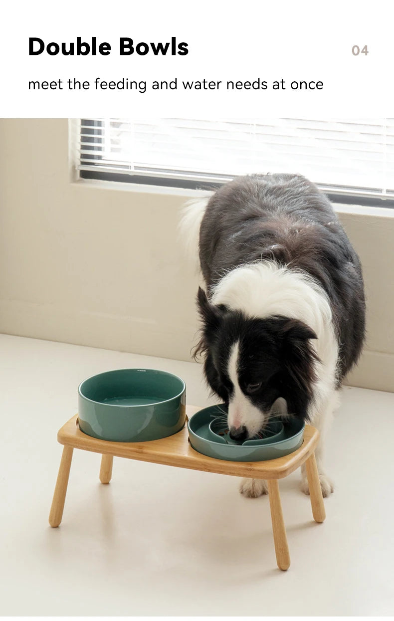 Ceramic Dogs Food Water Bowl Pet Slow Feeder