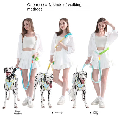 Soft Touch Collar & Leash Set Double-section Multi-function Hands Free