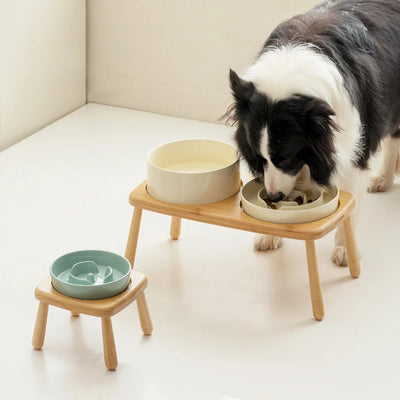 Ceramic Dogs Food Water Bowl Pet Slow Feeder