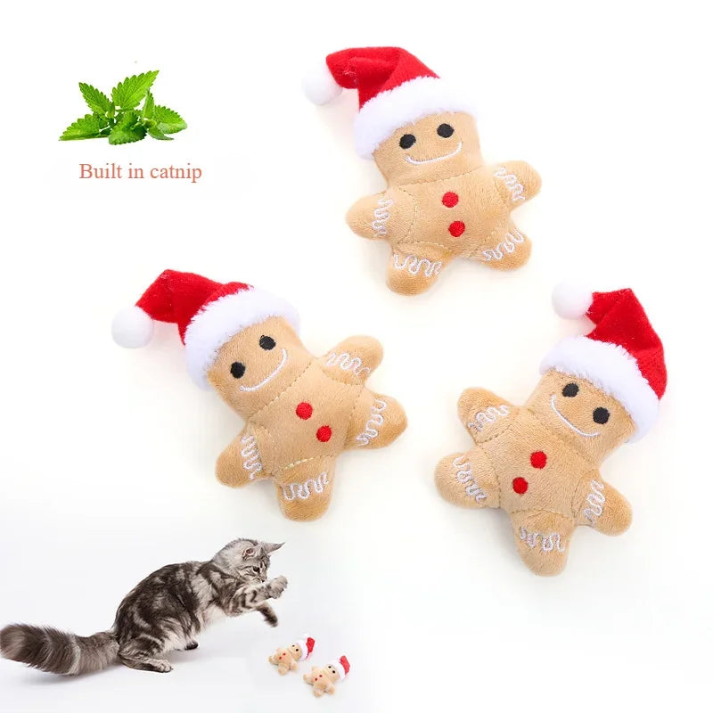 Christmas Gingerbread Man Catnip Cat Toy