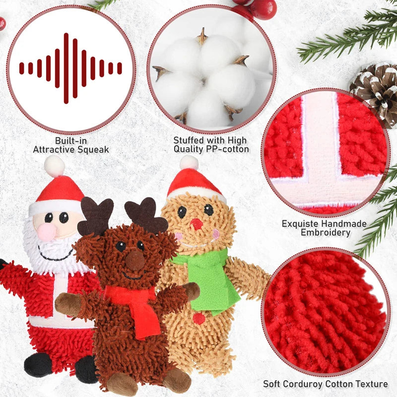 Christmas Plush Stuffed Dog Chew Toy