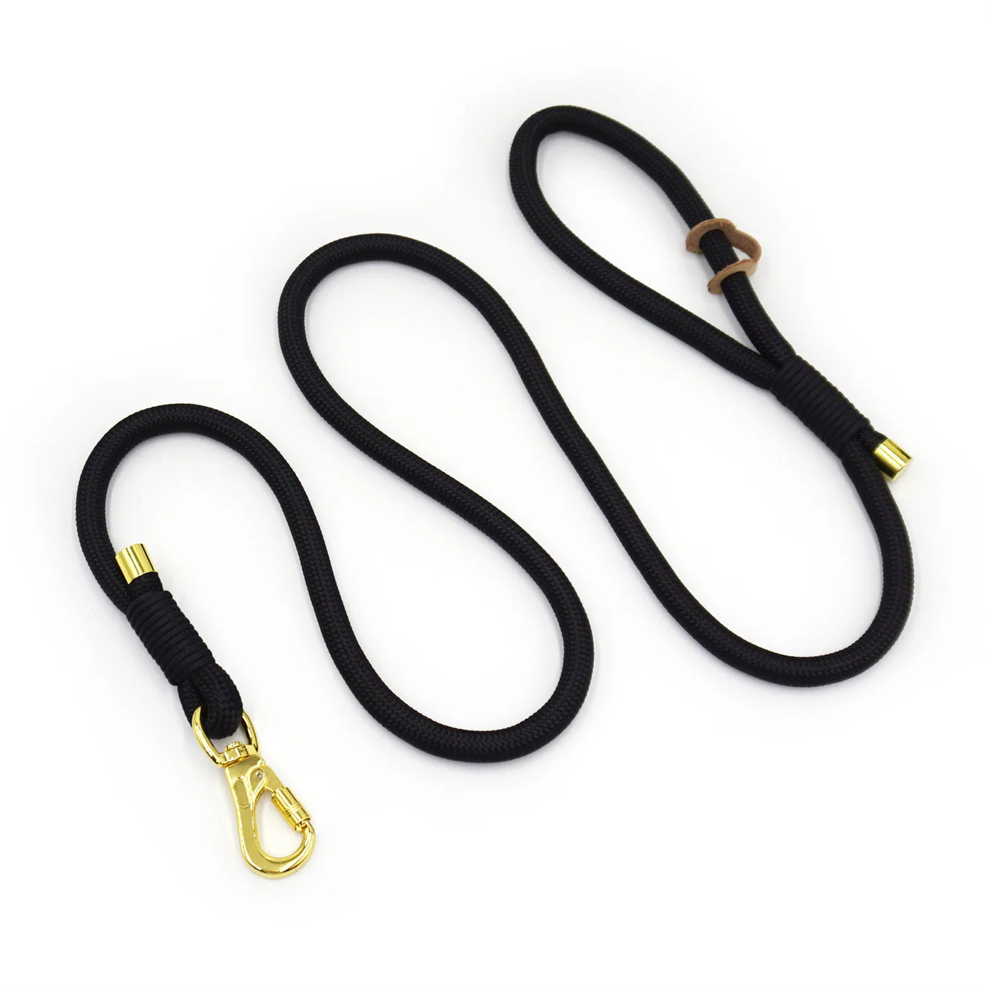 Classy Black Soft Leather Dog Collar & Leash Set