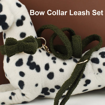 Teddy Velvet Dog Collar & Leash Set