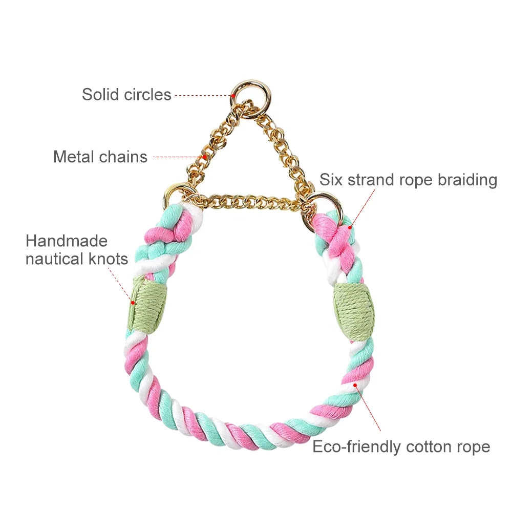 Collier de luxe en corde tressée pour chien