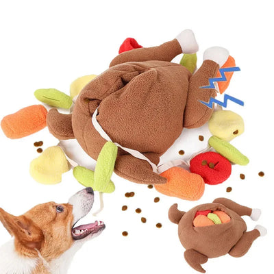 Jouet interactif en peluche pour chien en forme de poulet