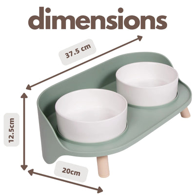 Pet Dual Bowls Stand with No-Spill Design Adjustable