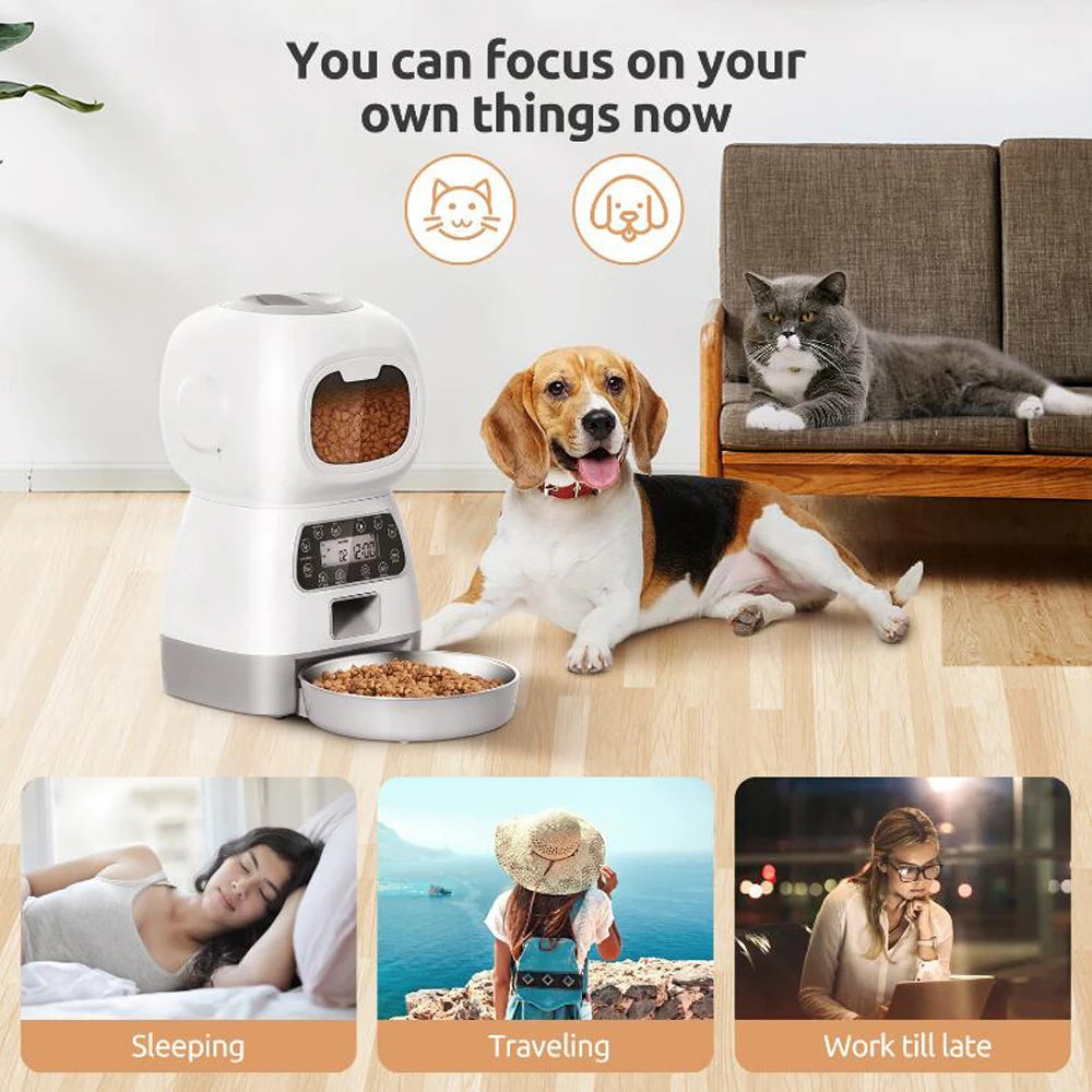 Distributeur automatique de nourriture pour chats et chiens, distributeur intelligent de nourriture pour chiens à rotation lente et intelligente, WiFi