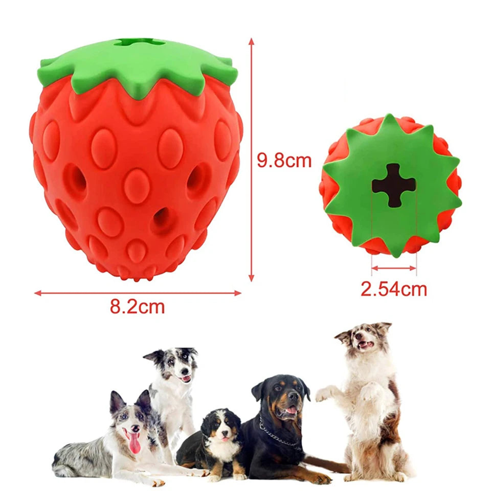 Strawberry Rubber Food Leaking Chew Toy