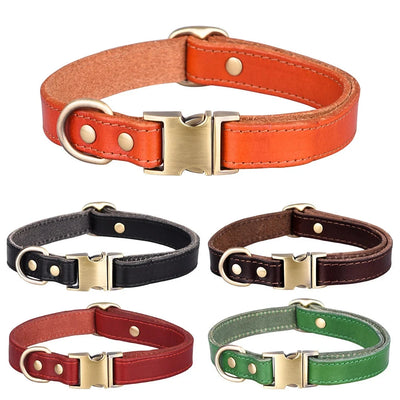 Cassic Click Leather Pet Collar Adjustable