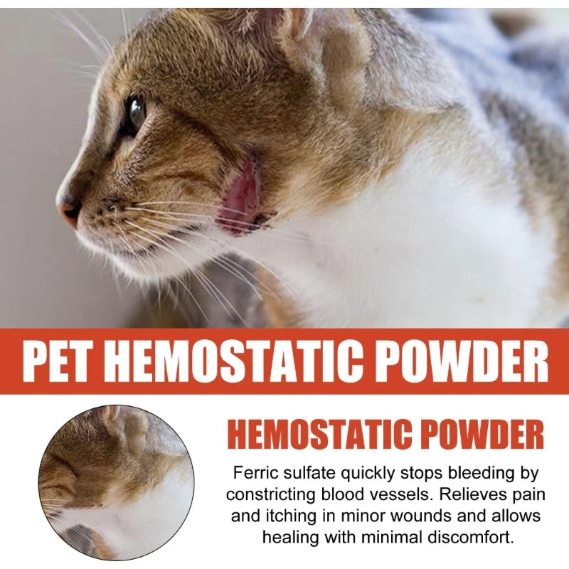 Poudre hémostatique anti-hémorragie sans danger pour les animaux domestiques Arrêt du sang Anti-inflammatoire Anti-bactérien Blessure cassée