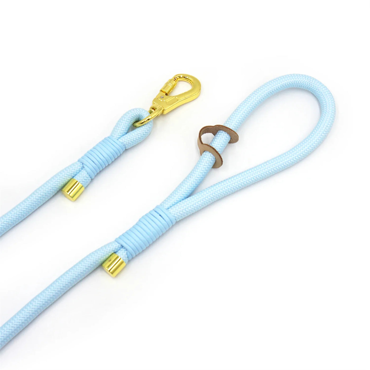 Classy Sky Blue Soft Leather Dog Collar & Leash Set